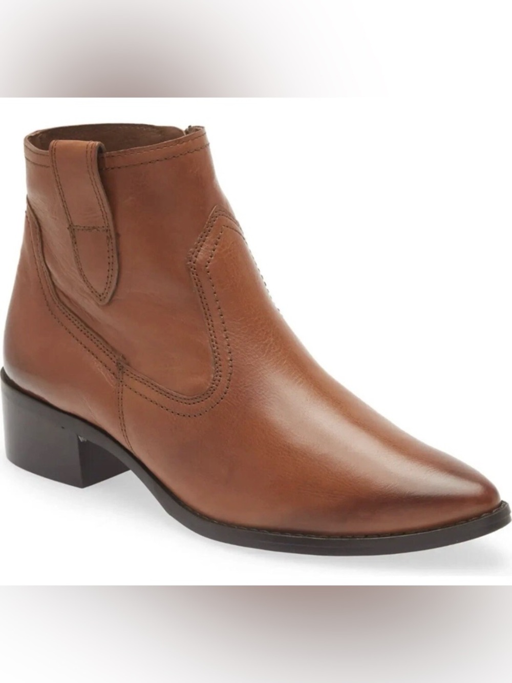Paul Green Niche Pointed Toe Bootie in Cognac Star Leather cowgirl rodeo western